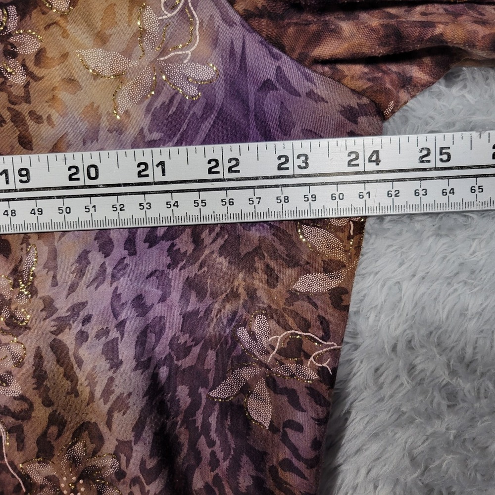 Brittany Black Shirt Womens XL Purple Gold Floral Tie Dyed 3/4 Angel Sleeve - Picture 4 of 7